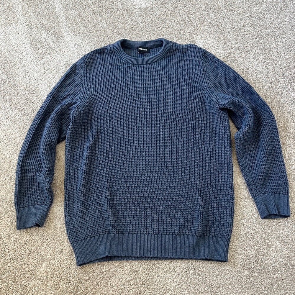 Express Men's Blue Crewneck Sweater Size Medium